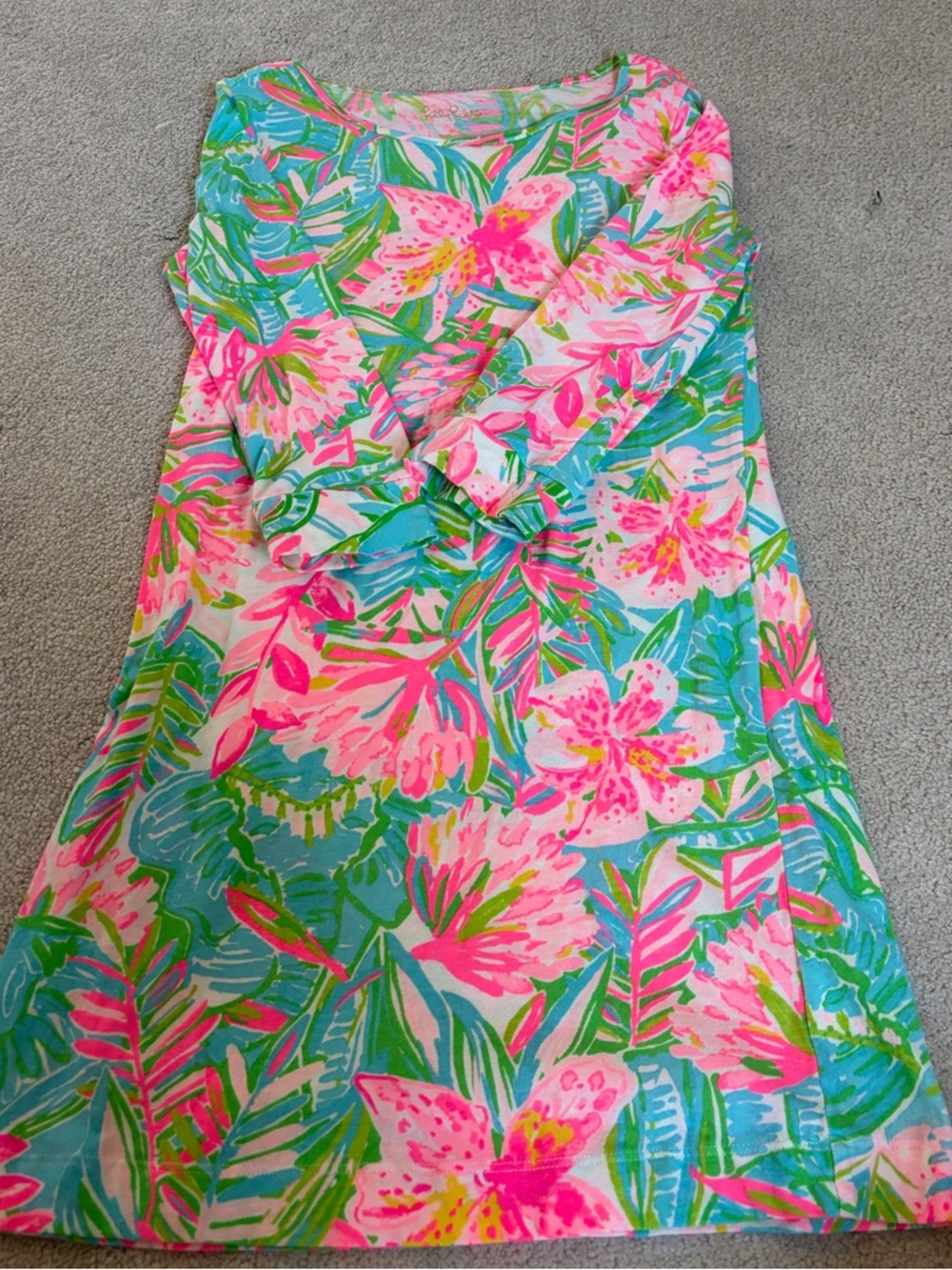 Lilly Pulitzer Girls Floral Shift Dress in Pink and Green